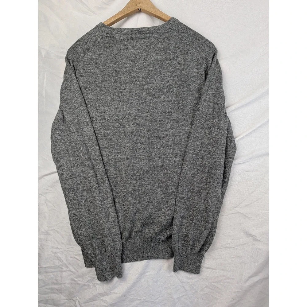 Tommy Hilfiger Knit M Gray Sweater Soft Comfort Cotton Pullover Embroidered Logo